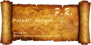 Patkó Roland névjegykártya